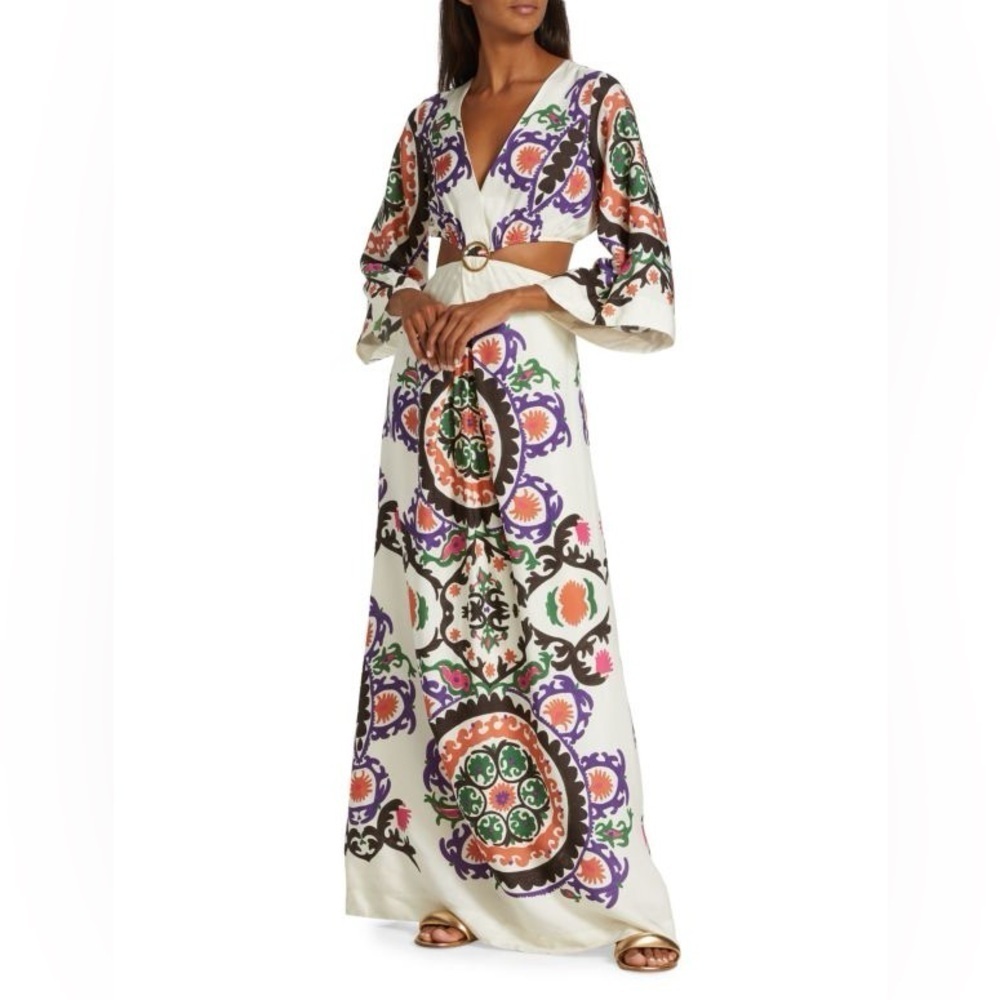 Ba&Sh Ecru Robe Falva Paisley Cut Out Maxi Dress
